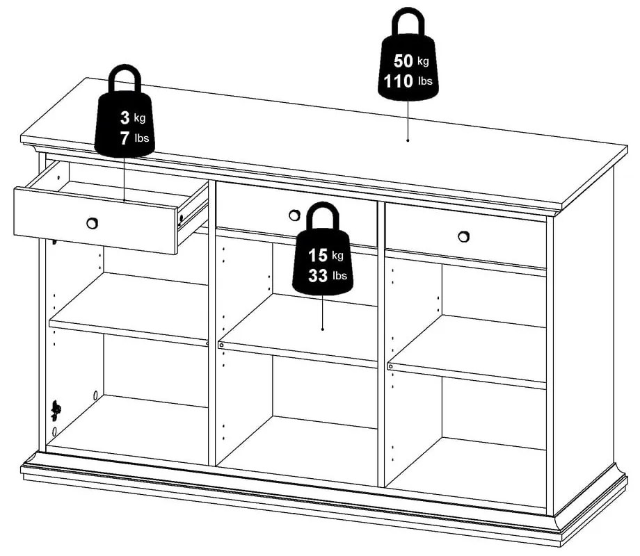 Biała niska komoda 144x92 cm Paris – Tvilum