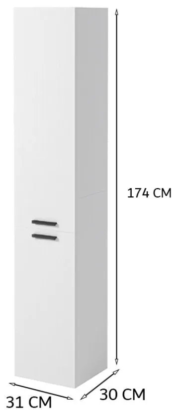 Szafka łazienkowa regał słupek 2 drzwi biała wysoka nowoczesna 174cm