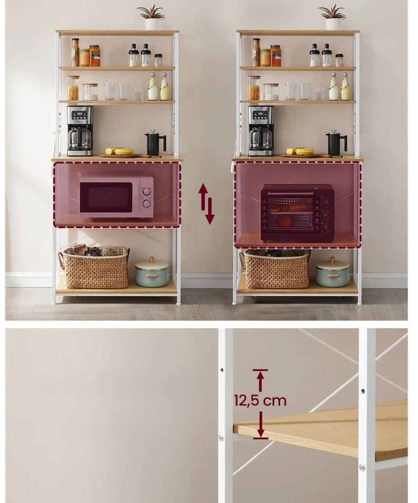 Regał kuchenny LORANO 167x80 cm, biały / dekor dąb