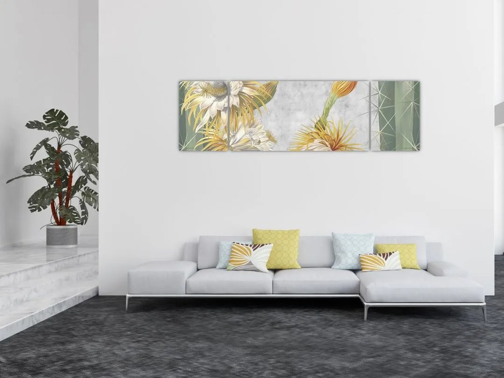 Obraz - Kwitnące kaktusy (170x50 cm)