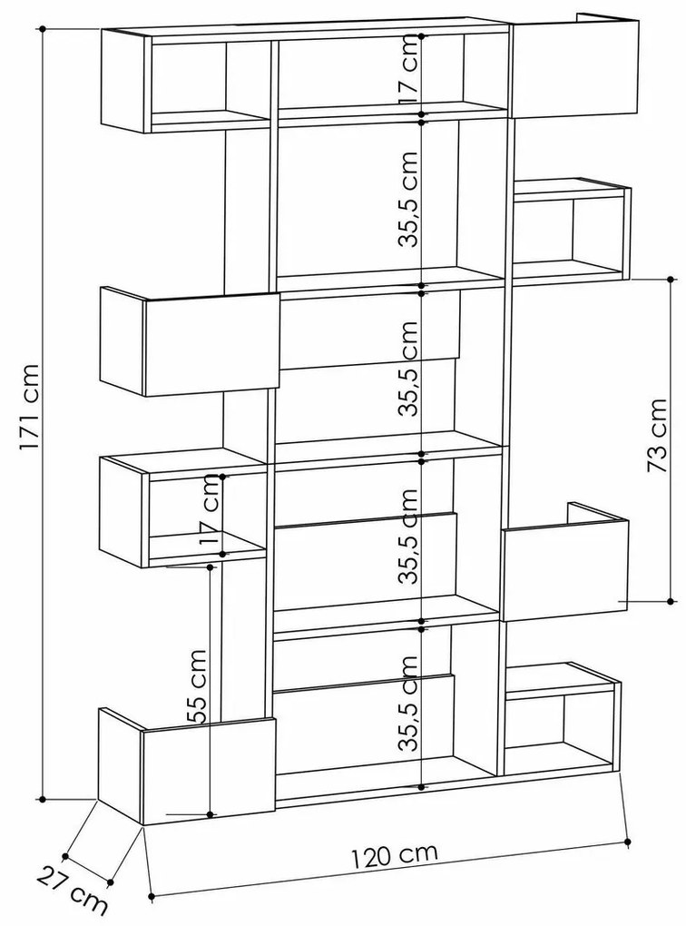 Biblioteczka Niho Anthracite and Oak