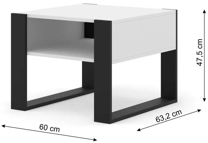 Biały stolik kawowy z półką Iraz 9X