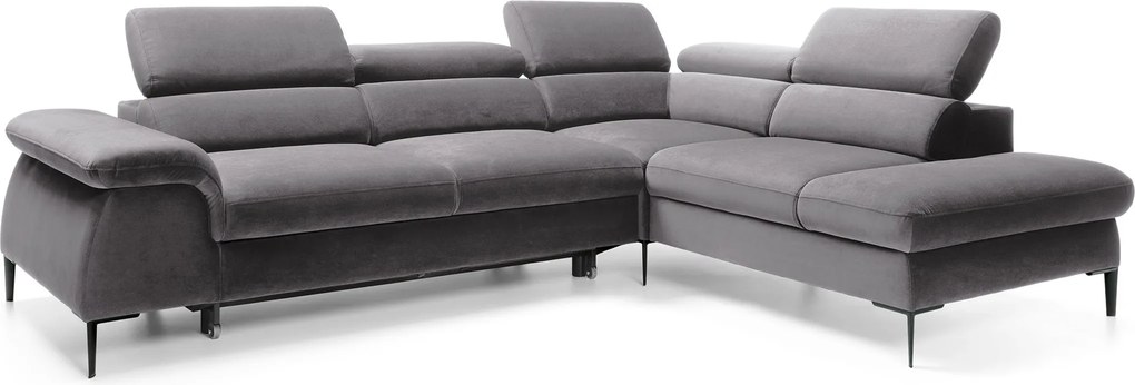 Masseno Narożnik MESTO z funkcją spania i pojemnikiem na pościel Narozniki L, Rozkładana sofa - Grafitowy, VOGUE 16
