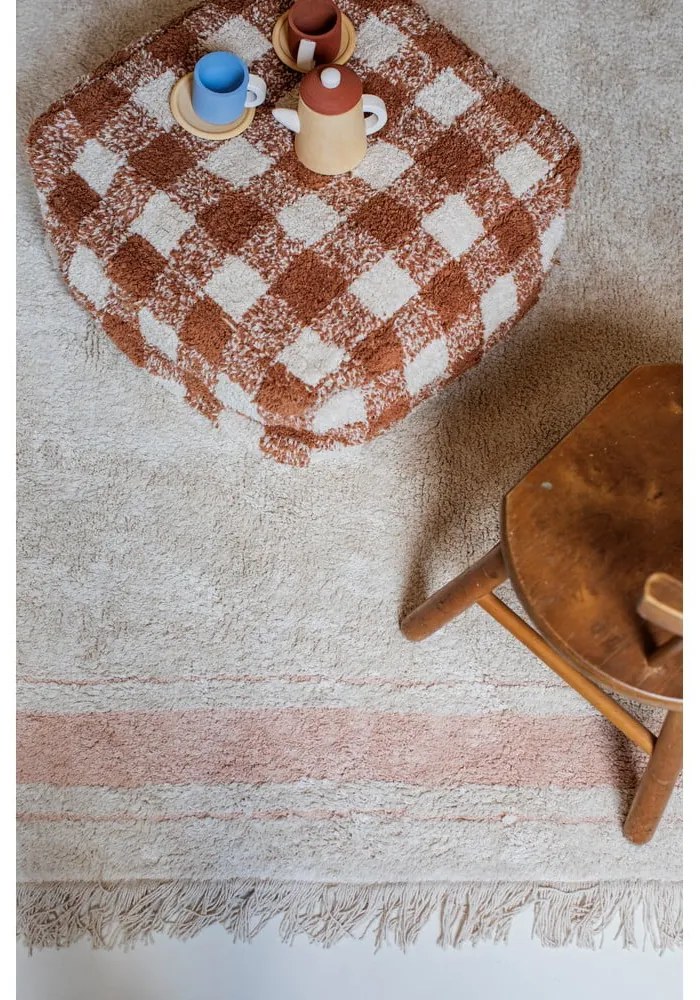 Różowo-kremowy bawełniany dywan tkany ręcznie odpowiedni do prania 90x130 cm Gastro Rose – Lorena Canals