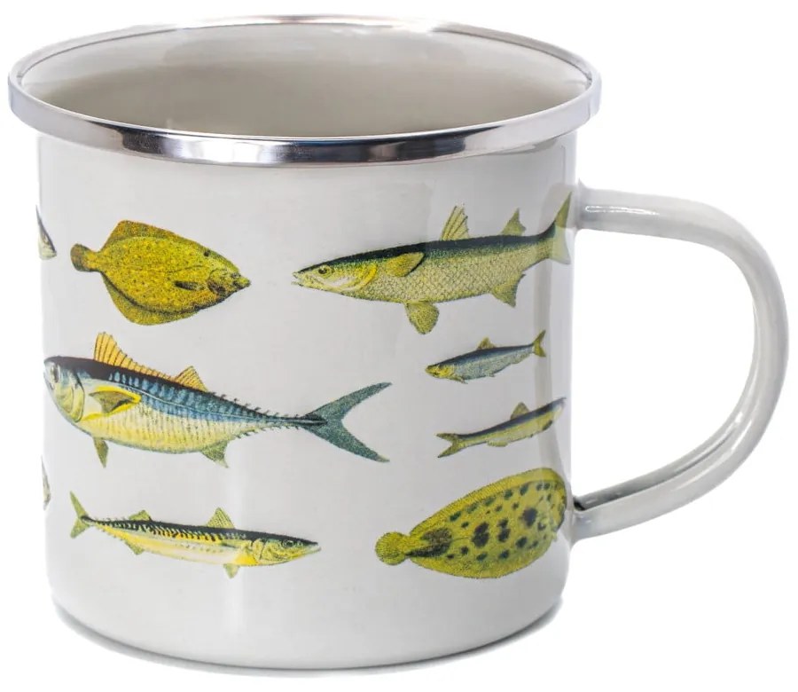 Biało-zielony kubek 310 ml Vintage Fish – Sass &amp; Belle