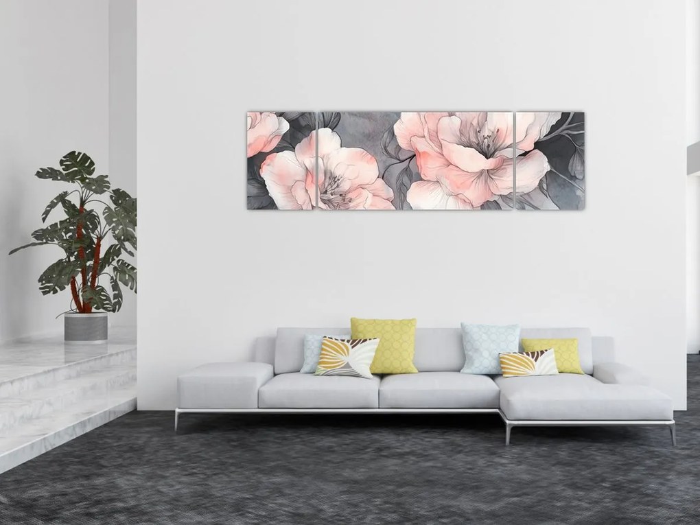 Obraz - Szkic kwiatów (170x50 cm)