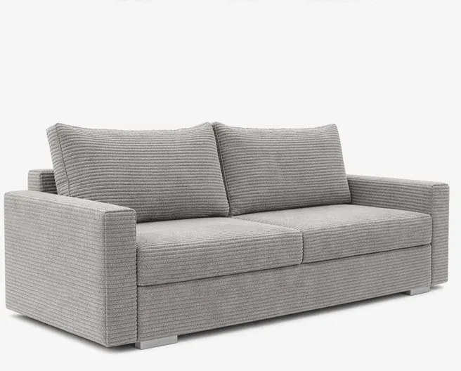 Sofa z Funkcją Spania DRAVOS Szara Sztruksowa Nowoczesna