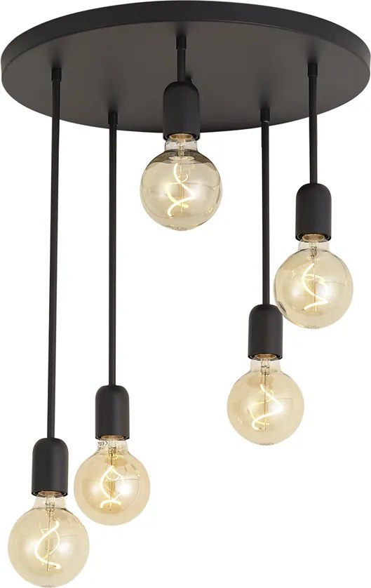 Nowoczesna lampa sufitowa czarna 5-światłowa - Facil