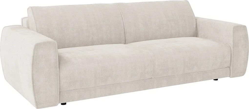 Kanapa 4-osobowa rozkładana ekspresowa z beżowej tkaniny szenilowej - Powierzchnia spania 160 cm - Materac 16 cm VOMERA od Maison Céphy