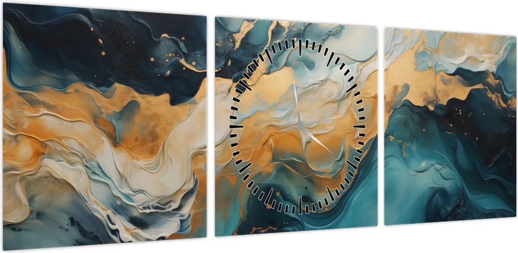 Obraz - Abstrakcja (z zegarem) (90x30 cm)