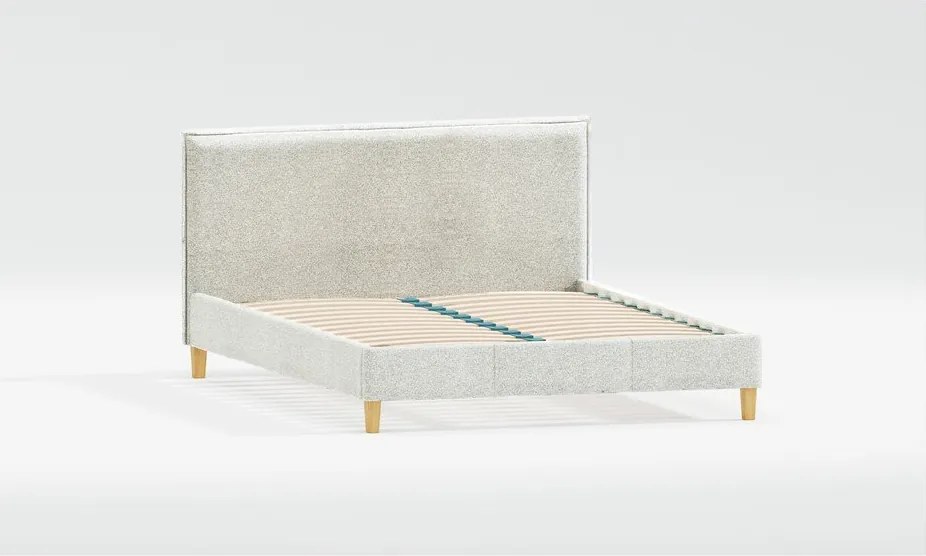 Beżowe tapicerowane łóżko dwuosobowe ze stelażem 200x200 cm Tina – Ropez