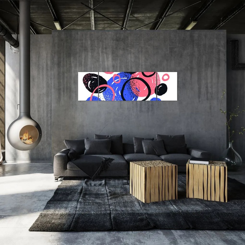 Obraz - Motyw z kółkami w żywych kolorach (170x50 cm)