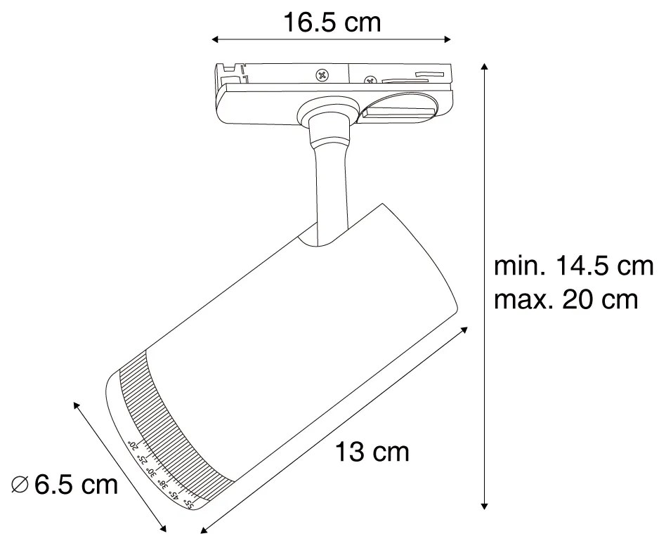 Nowoczesny czarny reflektor do 1-fazowego systemu szynowego z LED, obrotowy i przechylny - Iconic Zoom Nowoczesny Oswietlenie wewnetrzne