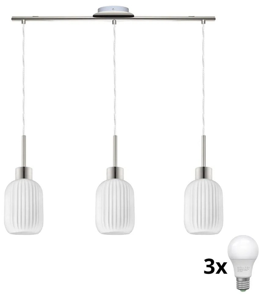 Żyrandol LED na linkach HARMA 3xE27/60W/230V matowy chrom/biały