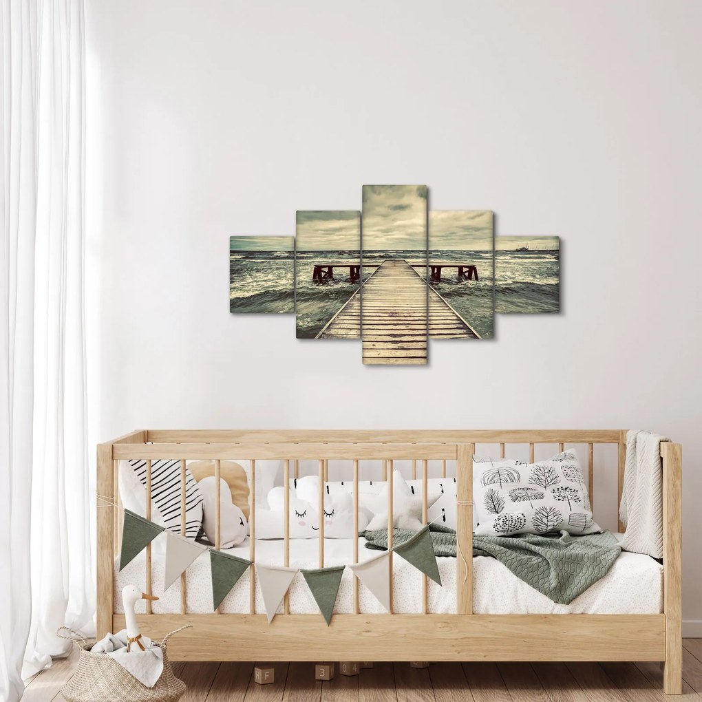 Obraz drewnianego molo na morzu (125x70 cm)