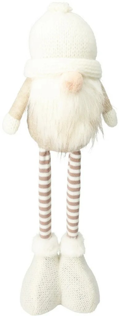 Stojący krasnal świąteczny Dorin, nogi teleskopowe, 48 cm, kremowy