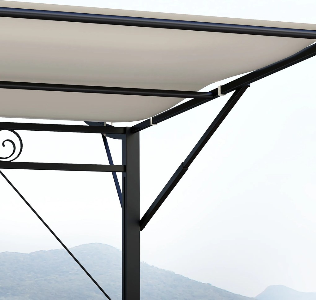 Outsunny Pawilon z Regulowanym Dachem Odporny na Warunki Pogodowe 3 x 2,5 m Kremowy