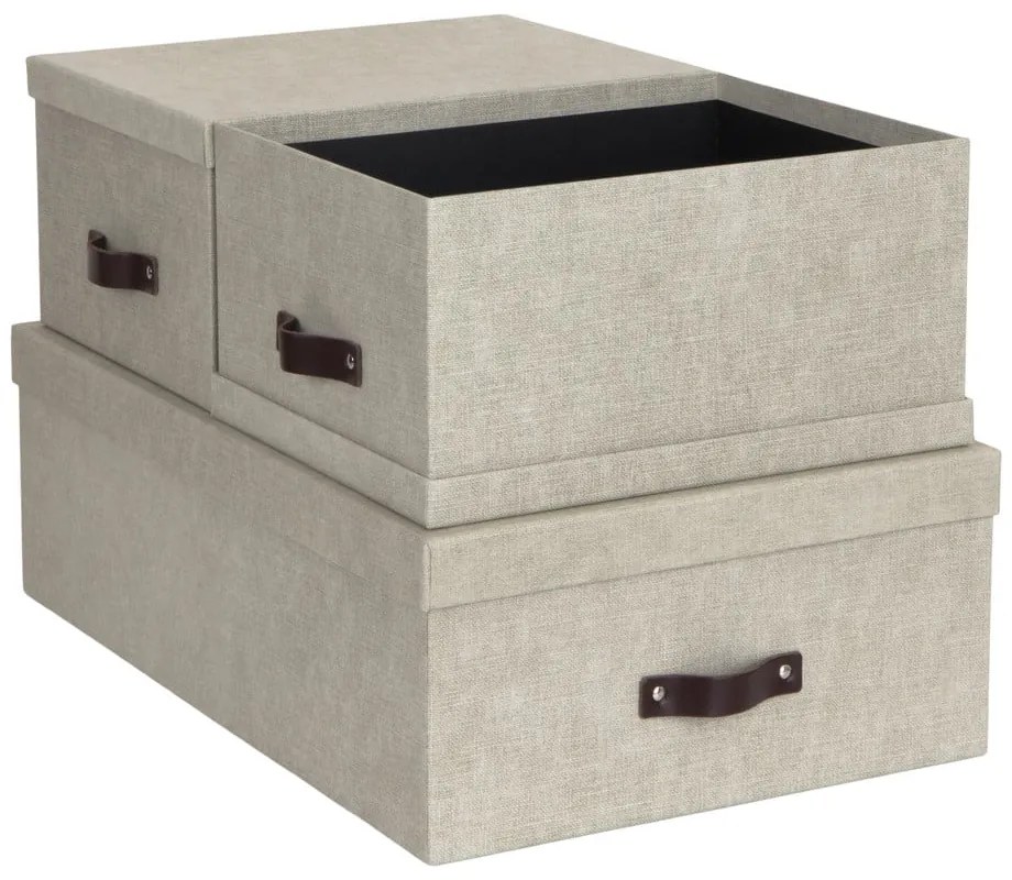 Zestaw 3 beżowych pudełek Bigso Box of Sweden Inge