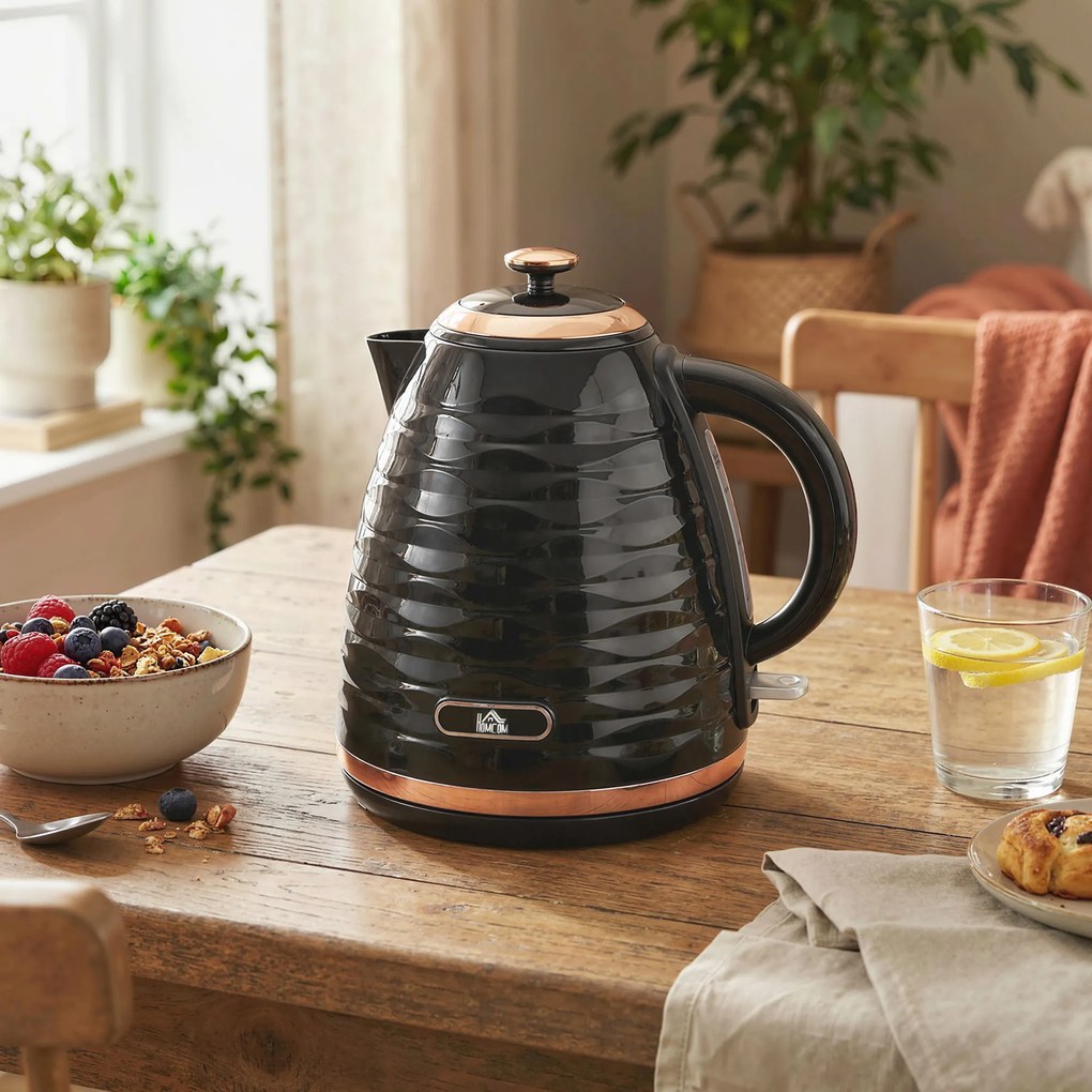 HOMCOM Czajnik Elektryczny, 1,7L, 2,2kW, Szybkie Gotowanie z Wyjmowanym Zmywalnym Filtrem Antykamiennym | Aosom PL