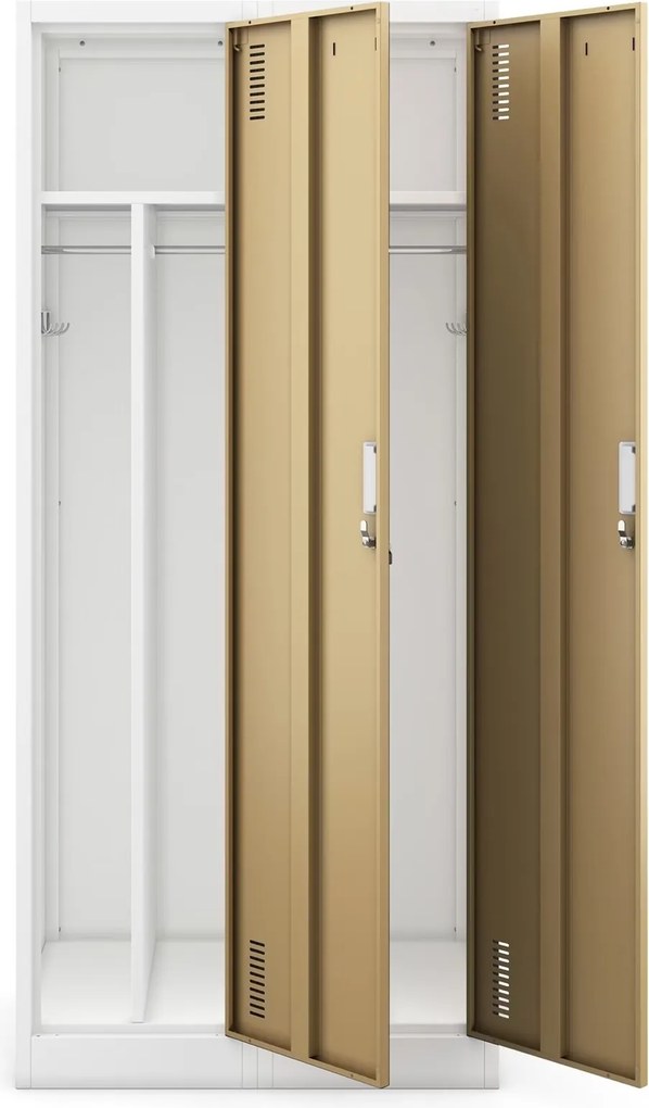 Szafa socjalna czterokomorowa Eco Design Kacper 80x50x180 cm, biały/orzech