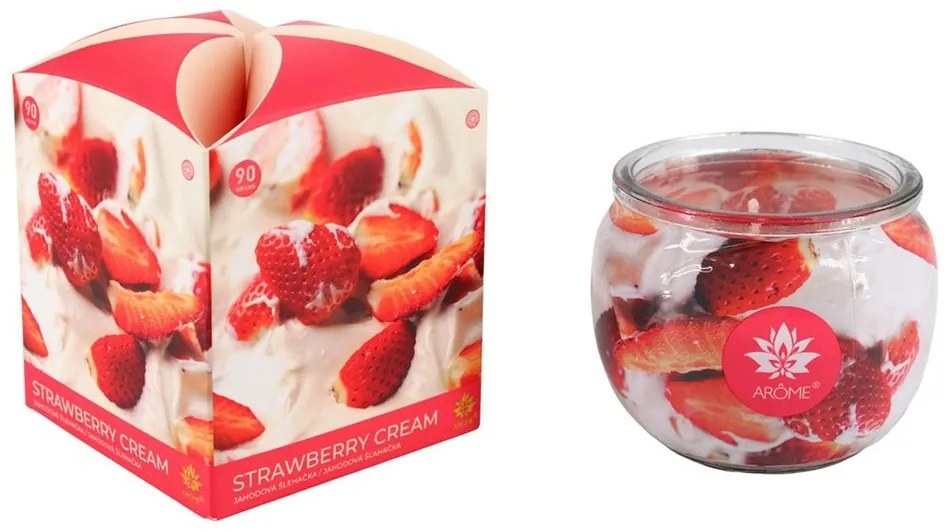 Arome Świeczka zapachowa w szkle Strawberry Cream, 90 g