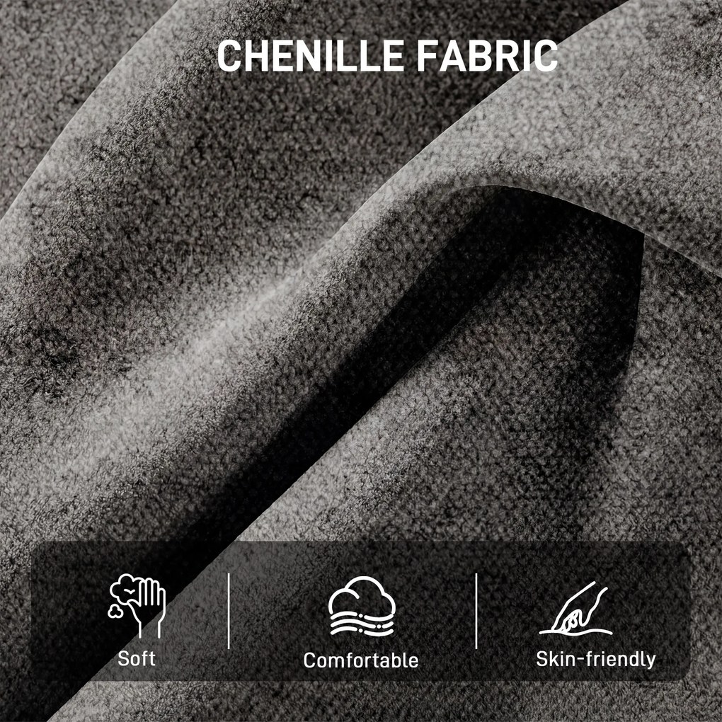 HOMCOM Obrotowy Fotel Akcentowy, Chenille, Wysokie Oparcie, Głębokie Siedzisko, Ciemnoszary | Aosom PL