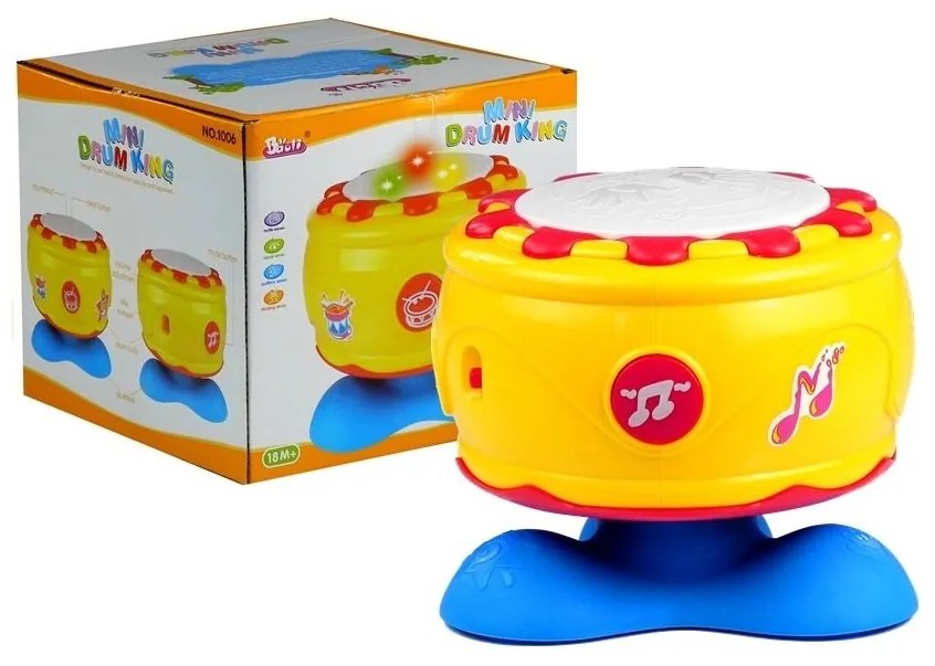 Duży interaktywny bębenek muzyczny światełka 19 cm