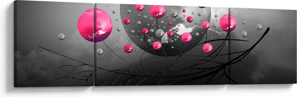 Obraz różowych abstrakcyjnych kul (170x50 cm)