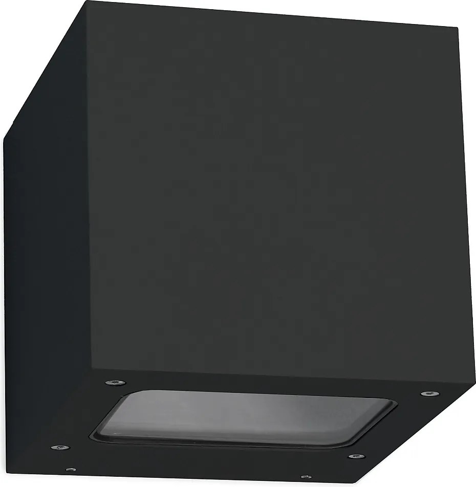 Aluminiowy kinkiet BRICK w nowoczesnym stylu - Szeroko?? 12 x Wysoko?? 12 cm - czarny - LED SMD 2x 5W - 3K - góra i dó? - 67° - IP44