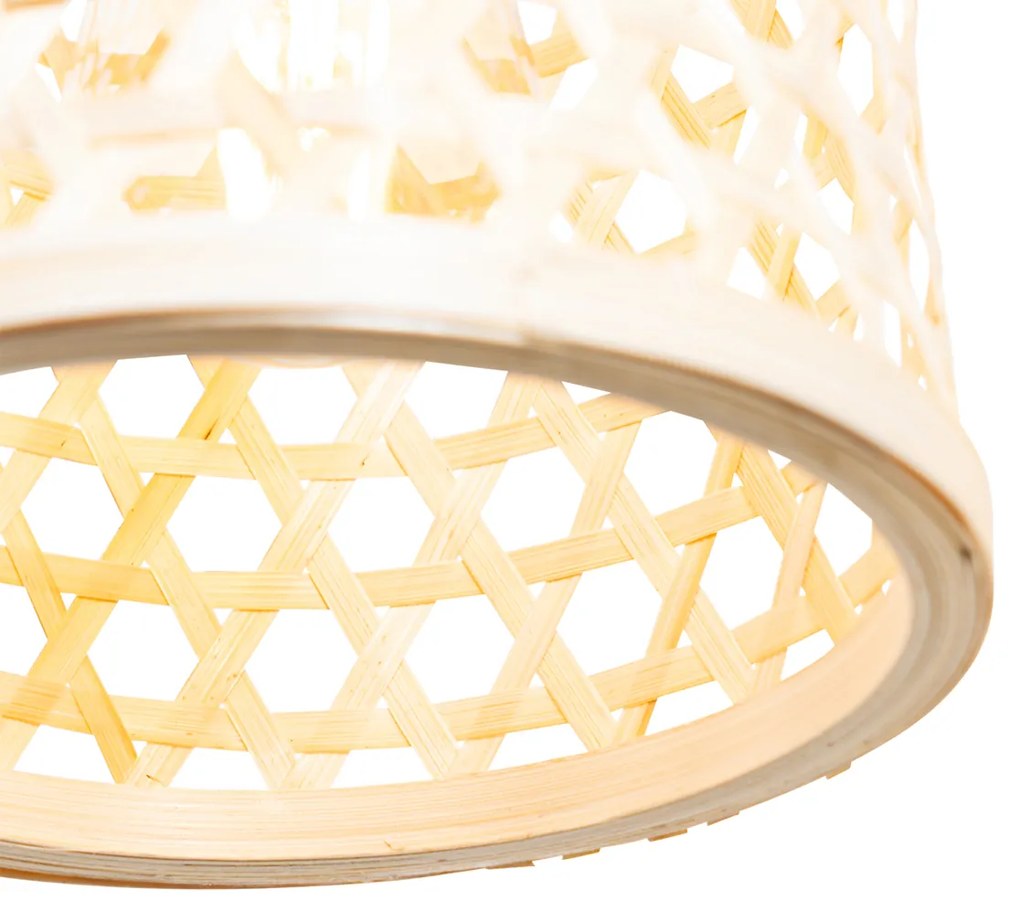Orientalna lampa wisząca czarna z bambusowym 3-światłowym - RayanKolonialny Oswietlenie wewnetrzne