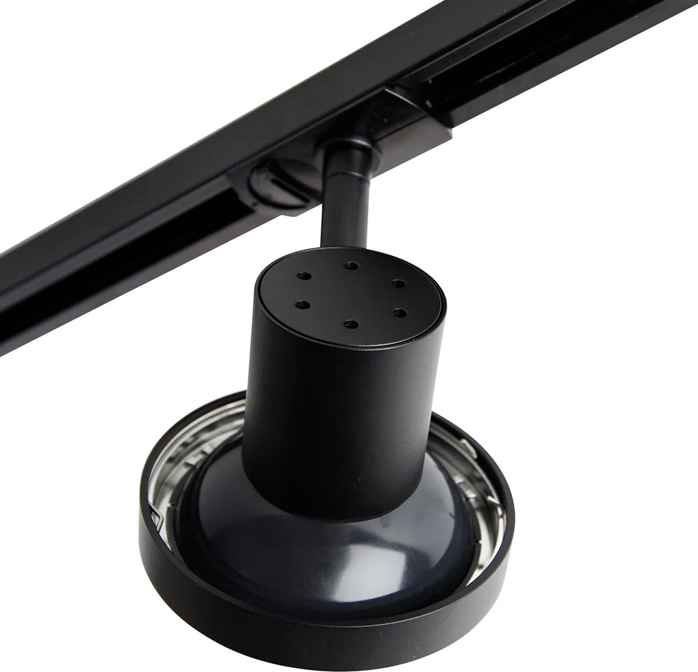 Nowoczesny system oświetlenia szynowego z 4 czarnymi reflektorami jednofazowymi 200 cm - Iconic Jeany