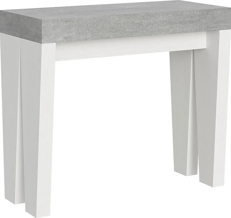 Konsola rozkładana 90x40/196 cm Spimbo Mix Small Blat Cementu - Struktura Frassino biała