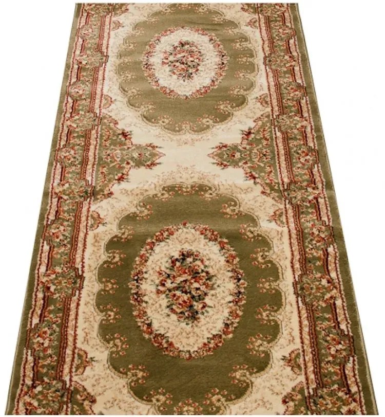 Zielony elegancki chodnik dywanowy vintage P7-L24