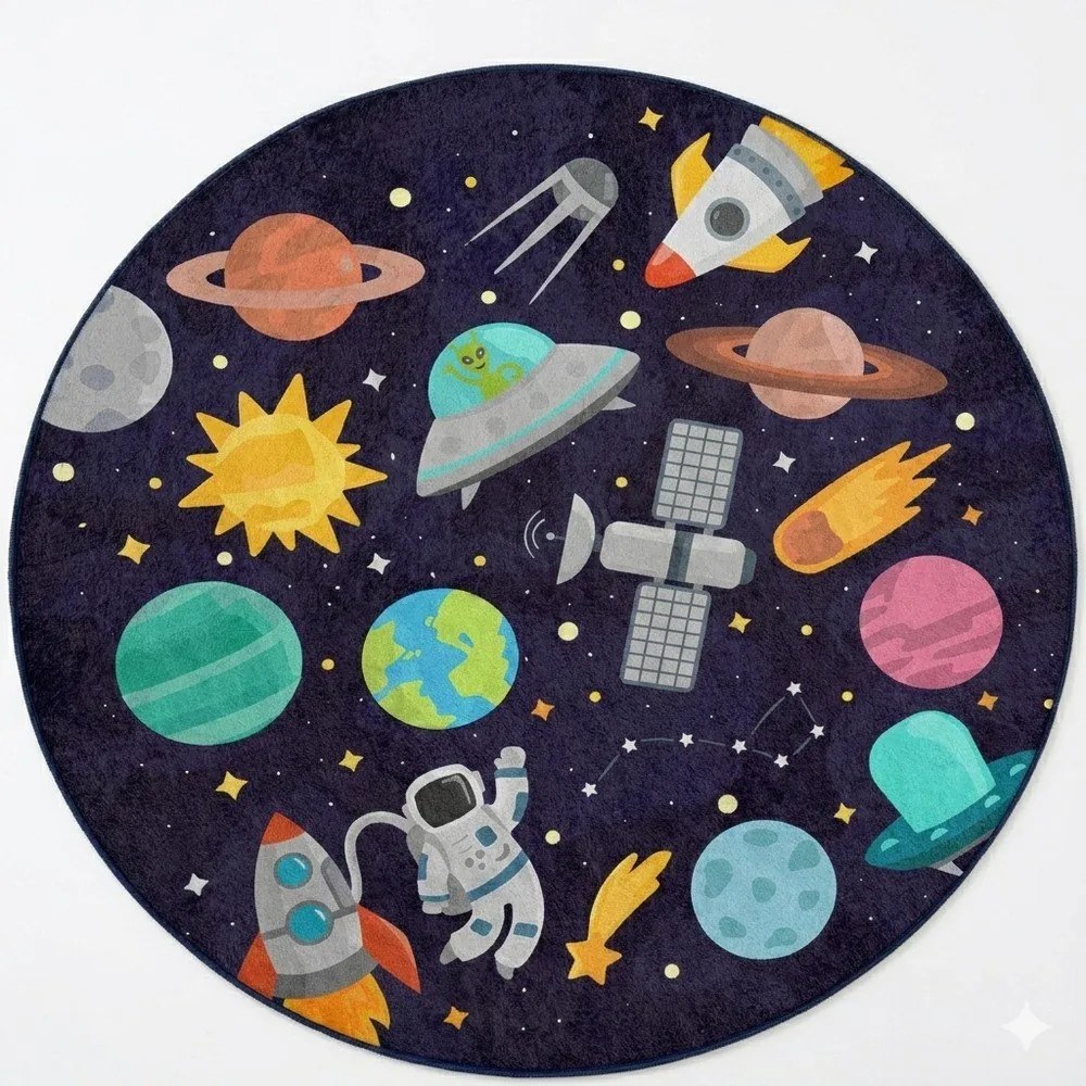 Ciemnoniebieski dziecięcy dywan do zabawy odpowiedni do prania ø120 cm Into The Space – Mila Home