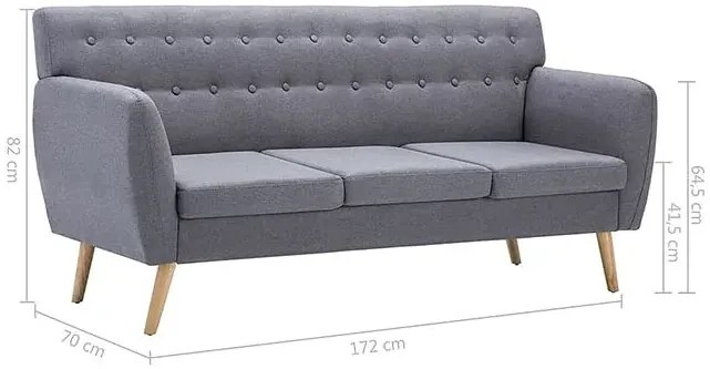 3-osobowa szara sofa pikowana - Lilia