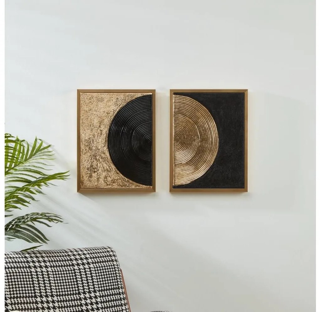 Eglo 423034 - ZESTAW 2x Obraz ROBERVAL 43x33 cm czarny/złoty