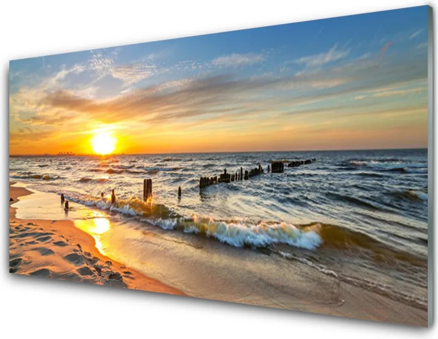 Panel Szklany Wieczór na Piaszczystej Plaży