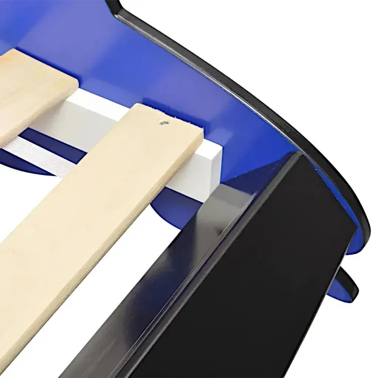 Niebieskie łóżko dziecięce auto z lampkami LED 90x200 - Dina