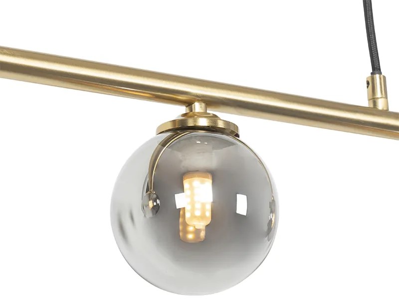 Nowoczesna lampa wisząca złota 100 cm 5-światłowa z dymionym szkłem - Athens Rustykalny / Vintage Oswietlenie wewnetrzne