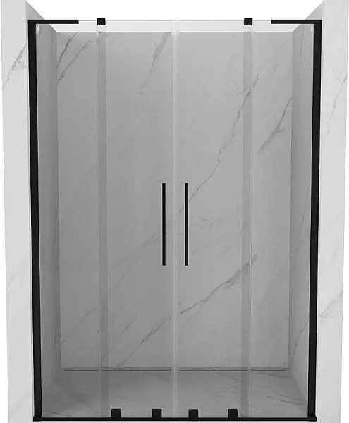 Mexen Velar L Duo drzwi prysznicowe rozsuwane 150 cm, transparent, czarne - 871-150-003-02-70