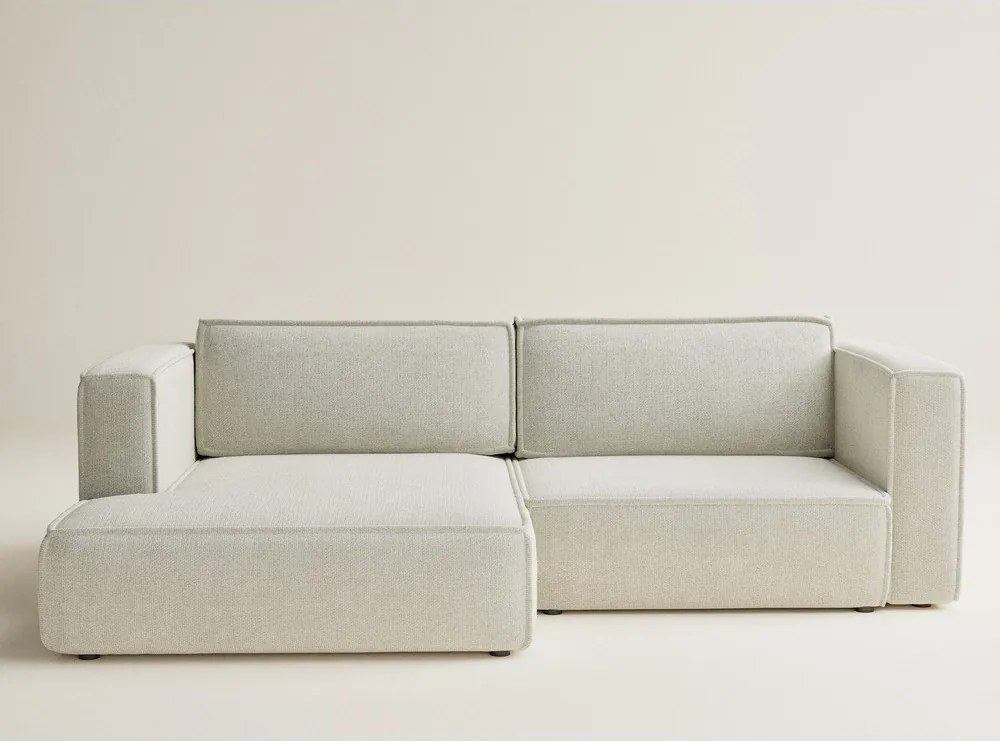 Kremowy rozkładany narożnik ze schowkiem z tkaniny szenilowej (lewostronny/z szezlongiem) Velto – Maison de Rêve
