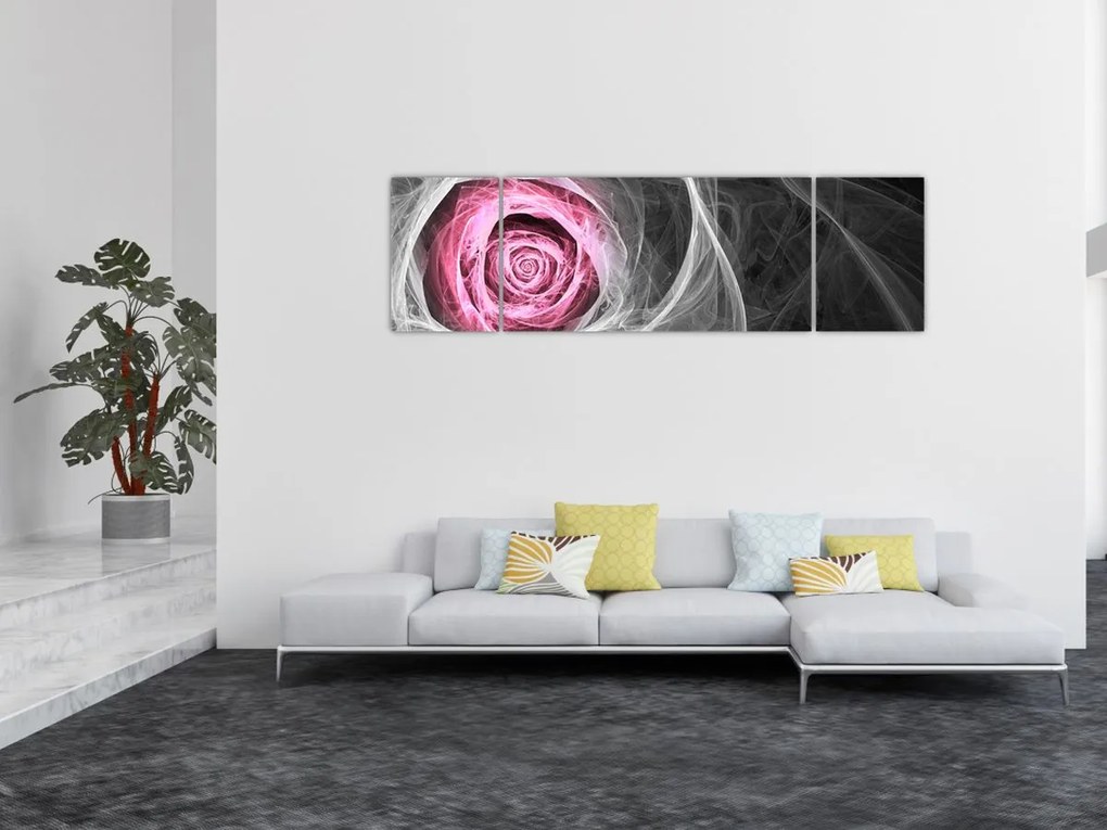 Obraz - Róż abstrakcyjny, fuksja (170x50 cm)