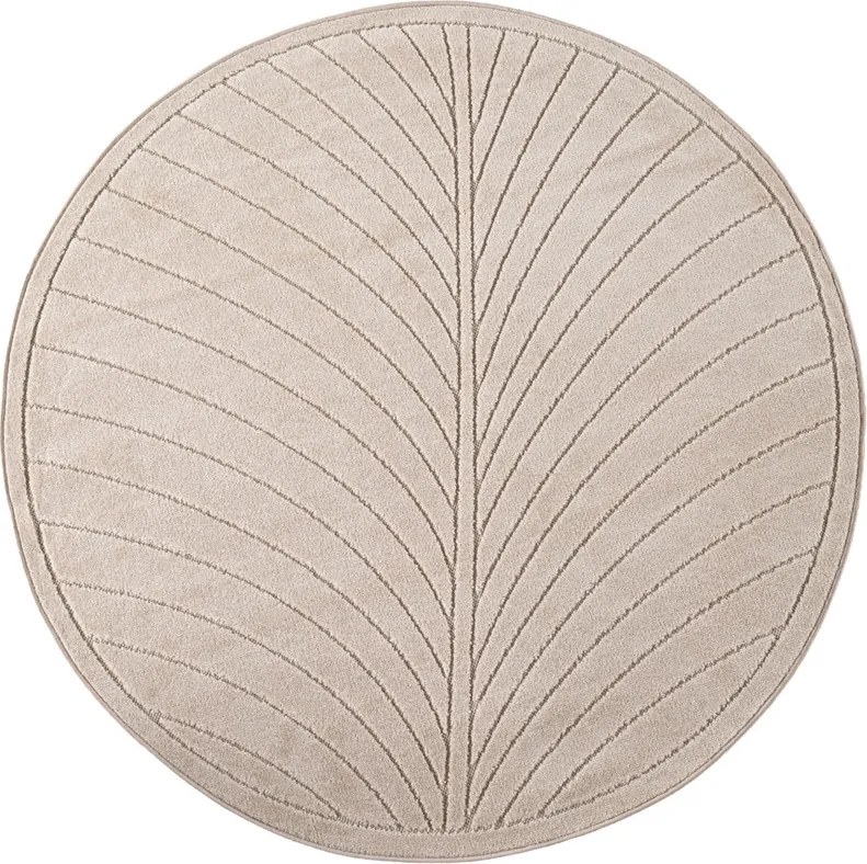 Dywan uniwersalny Nova 3D Liść beżowy koło 80 cm x 80 cm
