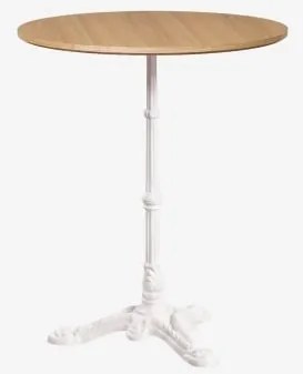 Okrągły Barowy Stół Z Mdf Azteca Ø60 Cm & Naturalny Brąz Drewna – Lodowa Biel - Sklum