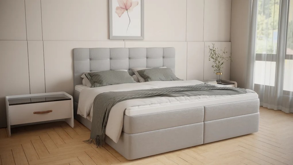 Stylowe Łóżko Kontynentalne BRUNO 140cm z materacem, w ponadczasowym materiale w kolorze czarnym