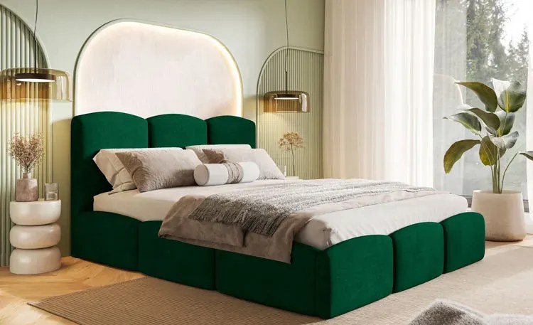 Podwójne łóżko welurowe z eleganckim zagłówkiem 180x200 Erma 4X - 36 kolorów