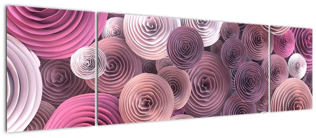Abstrakcyjny obraz kwiatów róży (170x50 cm)