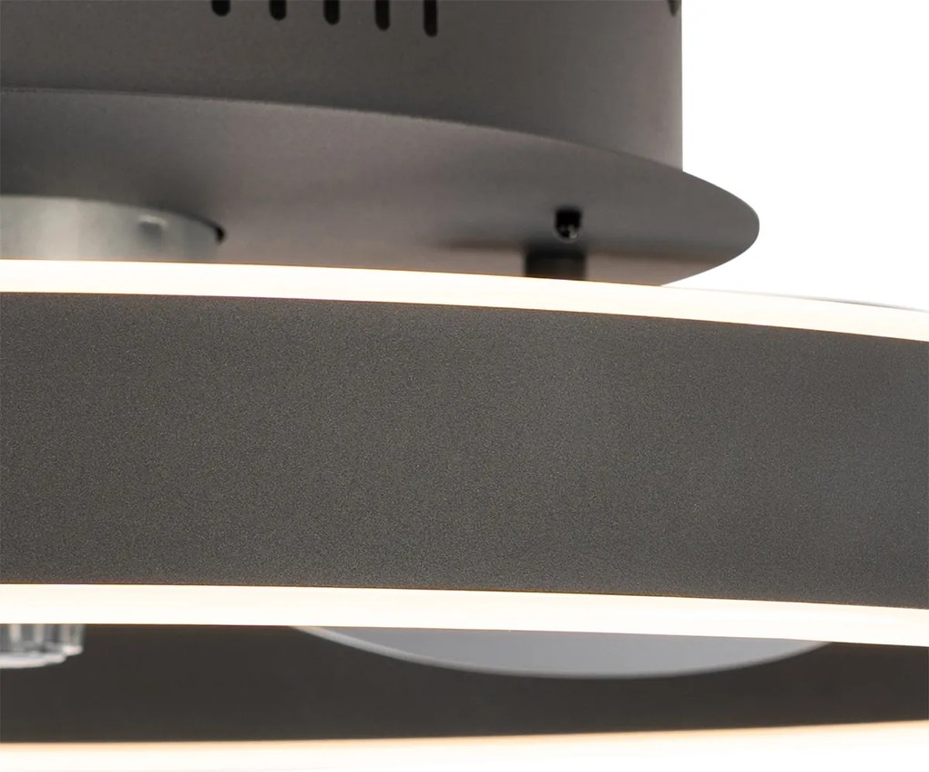Czarny Wentylator sufitowy z lampą 50 cm z LED z możliwością ściemniania i pilotem - Maddy Nowoczesny Oswietlenie wewnetrzne