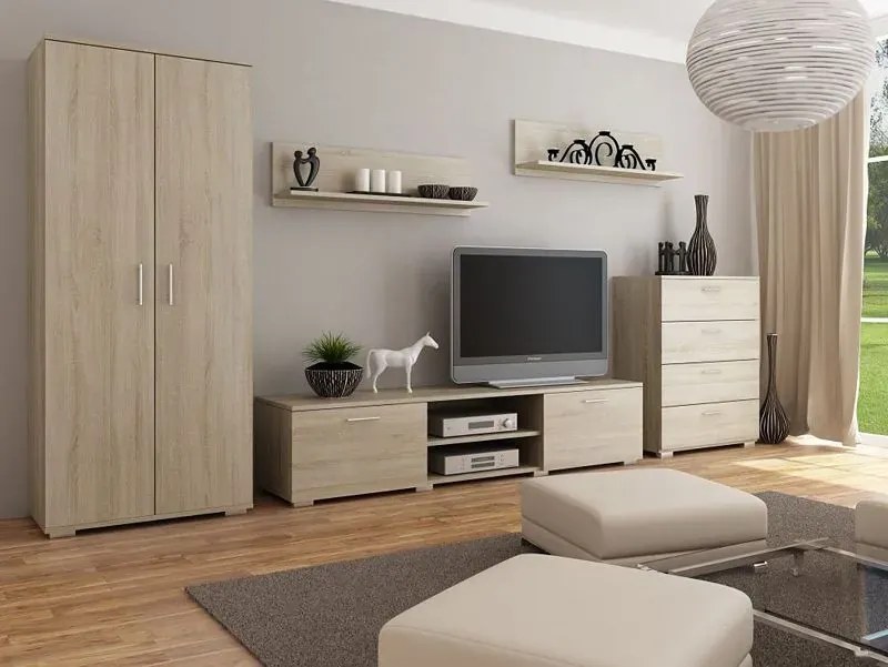 Meblościanka komplet mebli do salonu z szafą dąb sonoma L1-F48