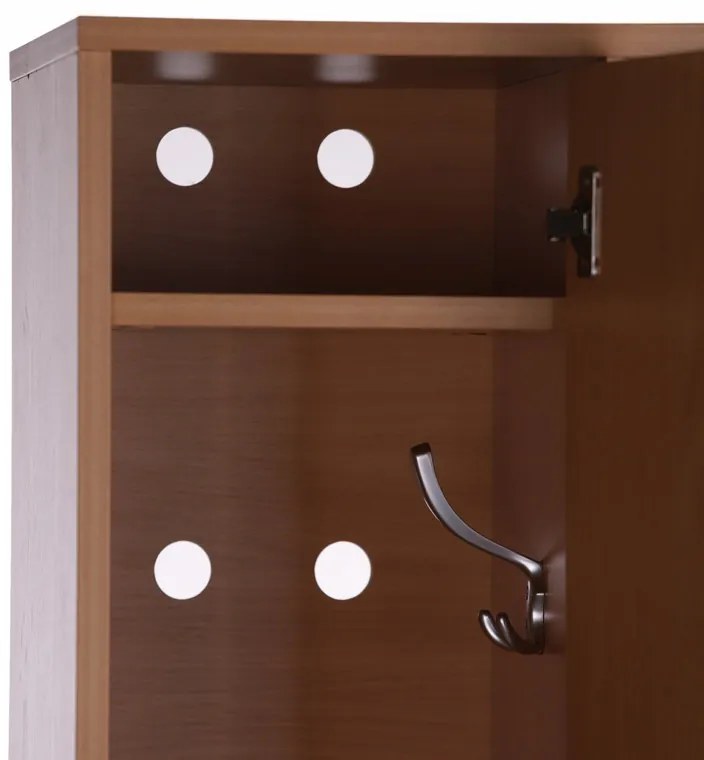 Drewniana szafka ubraniowa na nogach, 2-drzwiowa, 1750 x 600 x 400 mm, zamek obrotowy, orzech